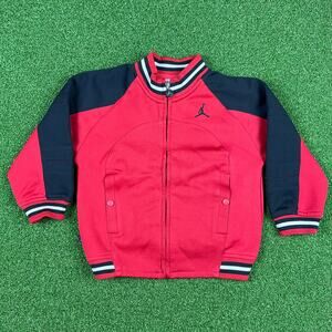 Air Jordan Jumpman Logo Boys Red Full Zip Warm Up Gym Track Jacket Sz 4